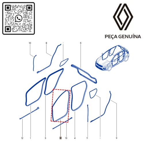 RN 24886R 808324886R BORRACHA DA PORTA DIANT. DIR-ESQ. KARDIAN 3